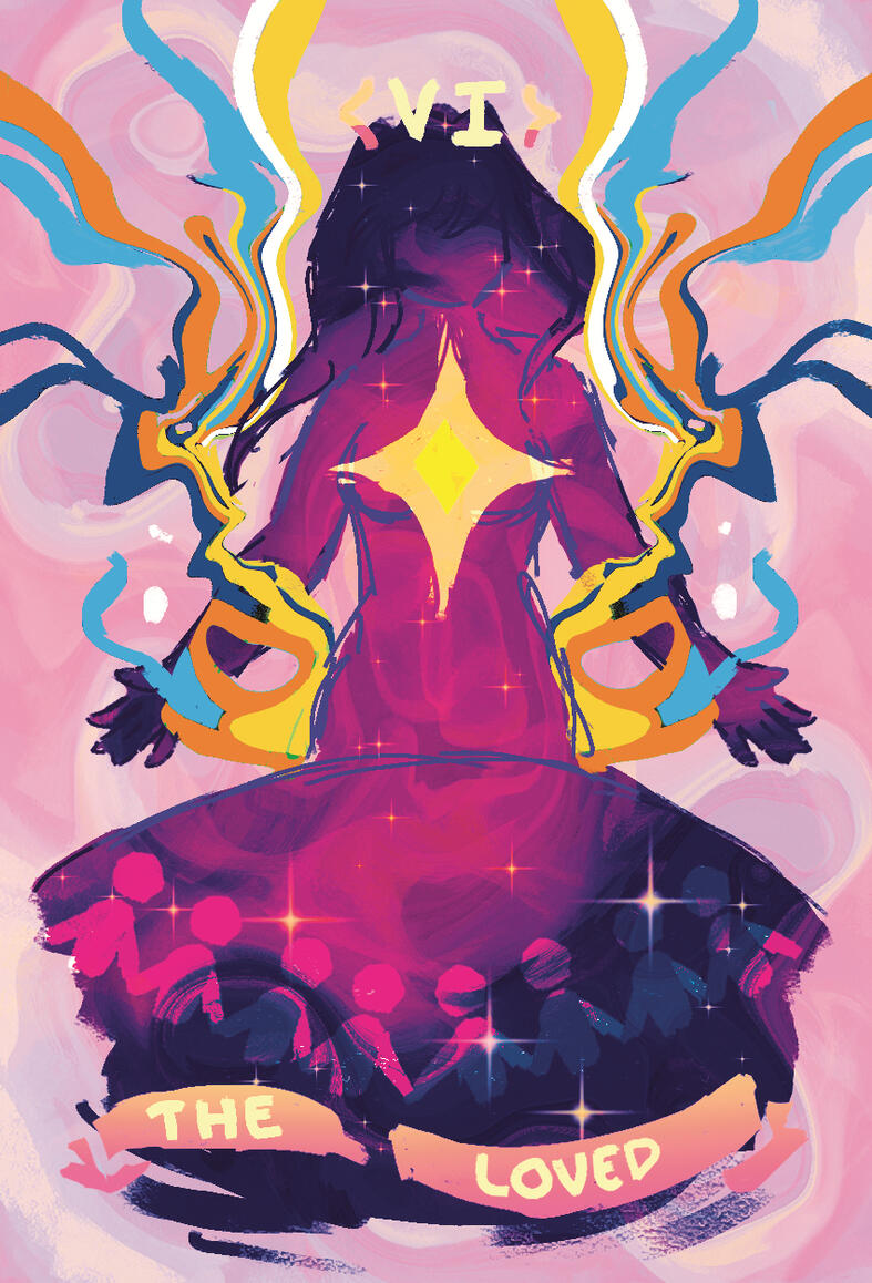 Illustration of Aroace the loved tarot card variation of the lovers tarot